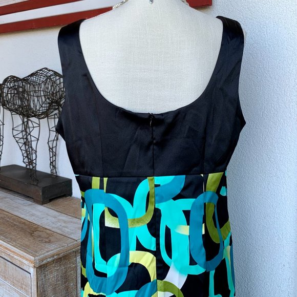 Dress Barn Geometric Turquoise Black Blue Green Dress 16 - Picture 5 of 8